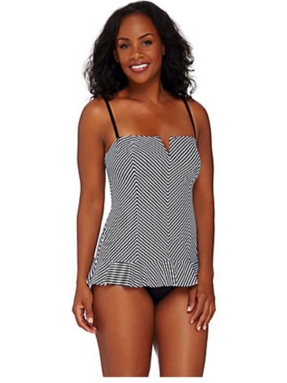 Spanx Striped Ruffle Swim Dress 6